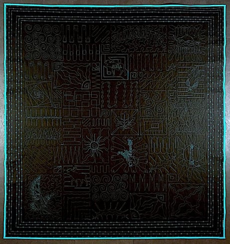 Back of black travel T-shirt quilt