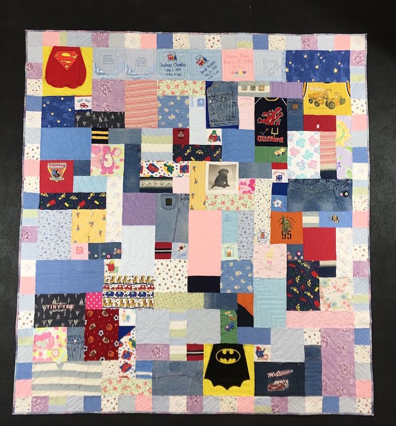 Family with 6 Kids baby clothes quilt by Too Cool T-shirt Quilts