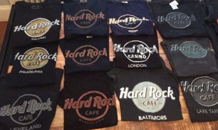 Hard Rock Cafe logo over and over